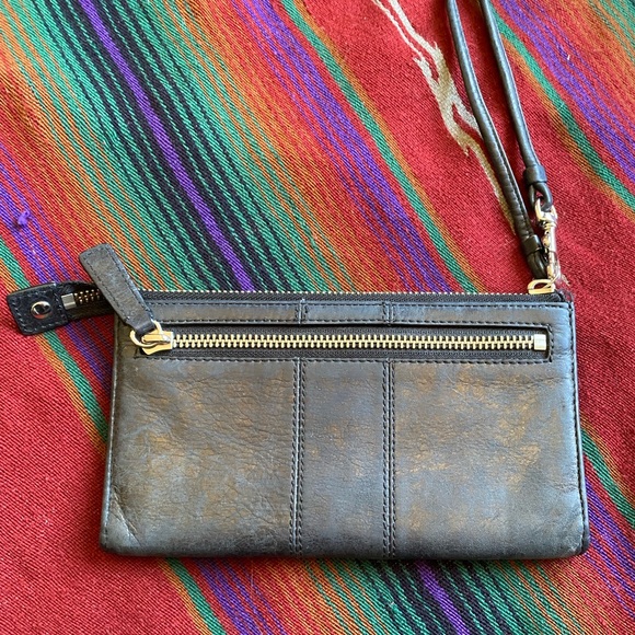 Coach Wallet Wristlet. 7.5” x 4.5”. Good Condition! Leather. Charcoal. - Picture 4 of 7